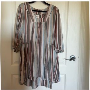 Knox Rose rayon dress/tunic in cream with neutral stripes in XL EUC